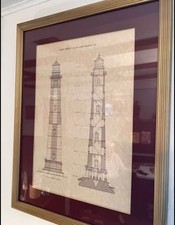 Framed Cape Henry Lighthouse Blueprint picture