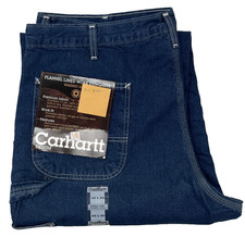 VTG Carhartt B14 DST Flannel Lined Carpenter Jeans Mens 40x30 Dungaree Work NWT picture
