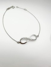 17K Solid Gold Infinity Diamond Bracelet 0.20CT VS Natural White Gold Gift picture