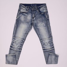 Crysp Denim Men's Skywalker Biker Jeans Distressed Rips Size: 32 picture