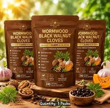 3 Pack WORMWOOD BLACK WALNUT CLOVES. 18-1. 240 Gels. 6600 mg Per Serving. #1 picture