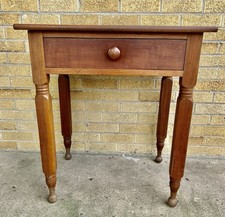 Antique Gorgeous Solid Walnut One Drawer Stand Hand Turned Legs picture