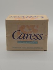 Vintage Caress Soap Bar Bath Oil Original Peach 1991 Lot of 2 4.75oz 9.5oz Total picture