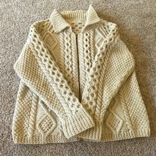 Vintage 1960s–early 1970s chunky Aran-style cable knit cardigan picture