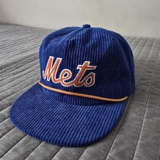New York Mets Corduroy Snapback Hat Blue Orange Rope Cap BDA Sports Stadium SGA picture