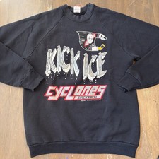 Cincinnati Cyclones 90s Hoodie Mens Large Black Hockey Sweatshirt Vintage Crew picture