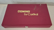 Vintage Cardinal Double Six Dominoes in Red Vinyl Case 28 Pieces picture