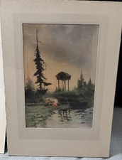 Sydney Laurence 1919 Alaskan Cache Winter Cabin Vintage Art Print picture