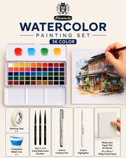 36-Color Schmincke  Watercolor (1ml) Travel Set with Brushes & Accessories picture