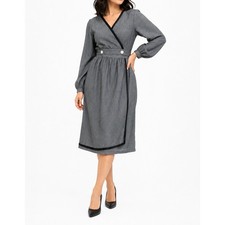 Vintage Union Made ILGWU 2 Pc Short Jacket & Skirt Set size XS/￼S Gray Wool picture