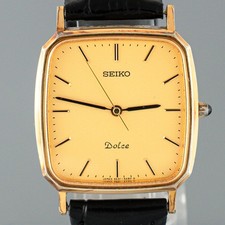 Seiko Dolce 5E31-5A80 [US Stock] Vintage 1990 Gold Quartz Mens 27mm Watch JP picture