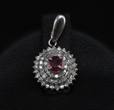 Vintage 0.20ct Natural Ruby & 0.33ct Diamond Triple Halo Platinum Pendant, 2.12g picture