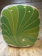 VTG Rosenthal Studio-Linie German Porcelain Op-Art Green Swirl Fan Vase 9” picture