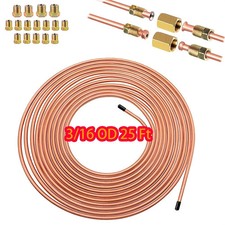 Copper Nickel Brake Line Tubing Kit 3/16 OD 25 Ft Coil Roll all Size Fittings US picture