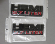 Hemi 5.7 Liter Emblem Matte Black and Red 5 3/4