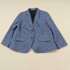 Talbots Aberdeen Wool Blend Blazer Womens Sz 18W Plus Blue Plaid Lined picture