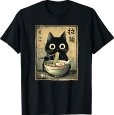 Kawaii Ramen Cat Retro Japanese Noodles Artwork T-Shirt picture