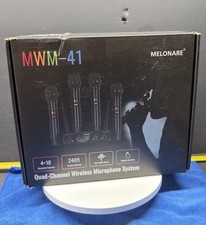 MELONARE MWM-41 Quad-Channel Wireless Mic System w/ Receiver & 4 Mics, Black picture