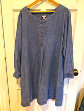J. Jill Womens 2X Blue Tencel Chambray Long Sleeve Button Front Dress or Tunic picture