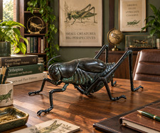 Large Bronze Grasshopper Insect - Signed - Moving Legs - Japanese Okimono picture