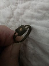 14-15 Century Finger Ring Bronze Square Bezel Unearthed Salisbury England  picture