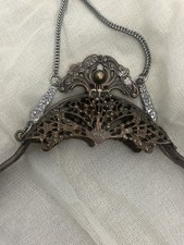 Antique French Art Nouveau Filigree Purse Frame Ornate Metal Clasp c. 1900s picture