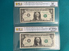 2013 $1 DUPLICATE ST✯R Bill MATCHED PAIR UNC-GEM PCGS 