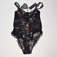 Killstar Magnolia Lace Bodysuit Small NWT Black Skull Rose Lingerie Goth Teddy picture