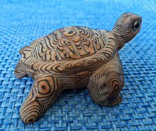  Vintage Hand-Carved Japanese Cryptomeria (Sugi Cedar) Wood Turtle Figurine Sign picture