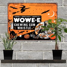 Wowe-e  Wowee Gum Halloween Candy Advertising Baked Metal Repro Sign 10x12 60121 picture