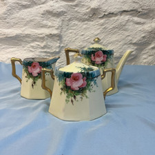 Antique P.S.A.A. Schönwald Bavaria Hand-Painted 3-Piece Porcelain Tea/Coffee Set picture