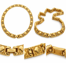 Christian Dior Vintage 24K Gold Plated Cannage Statement Collar Necklace picture