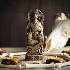 Norse God Statue Odin Viking Mythology Resin Idol Pagan Decor 8.6” picture