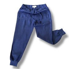 NWOT Joie Linen Pull On Jogger Pants Fit Sz XS Navy Blue Relax Fit Drawstring picture