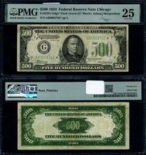 FR. 2201 G* $500 1934 Federal Reserve Note Chicago G-* Block PMG VF25 Star Rust picture