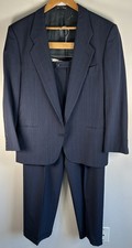 VTG Giorgio Armani Mani Italy Mens 2 Pc Suit Sz 40R 32X29.5 Navy Pinstripes Wool picture