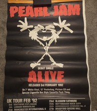 PEARL JAM ALIVE SINGLE POSTER 1992 VINTAGE VERY RARE 40