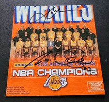Lakers Kobe Bryant Derek Fisher Pau Gasol Wheaties signed piece picture