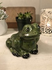 Vintage Ceramic Frog Planter Vase 4.25”Green Figurine Sponge Holder Garden Decor picture