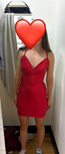 Jessica Angel Red Spaghetti Strap Bodycon Mini Dress Size S picture