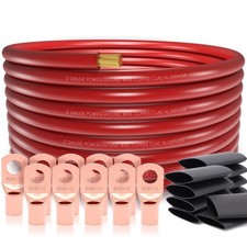 20FT 1/0 Gauge Battery Cable, CCA Wire with Lugs for Amp, Winch, Automotive Use picture