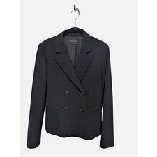 Theory Women's Black Double Breasted Tailored Wool Blazer Size 10 picture