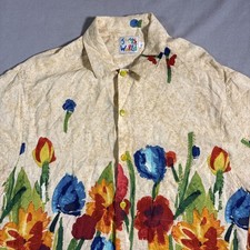 VTG Jams World Hawaiian Shirt Mens Large Floral Tropical Lightweight Button Up picture