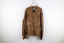 Vtg 40s Streetwear Mens XL Rayon Gabardine Paisley Dagger Collar Polo Shirt USA picture