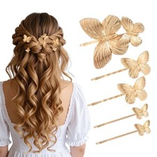 5Pcs Gold Butterfly Hair Clips, Butterfly Hair Pins Accessories for Wedding picture