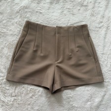 Zara Taupe Tailored High Waist Shorts Size S minimalist quiet luxury picture