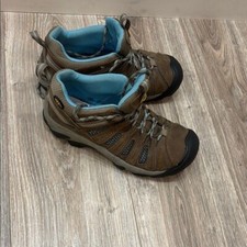 Keen Women's Voyagur Brown Hiking Shoes with Blue Interior size 8 missing insole picture