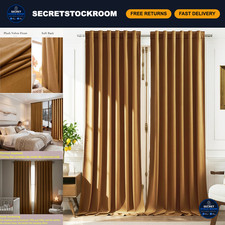 Elegant Gold Brown Velvet Blackout Curtains 52x84 inches, 2 Panels, Back Tab picture