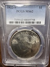 1922-S Peace Silver Dollar MS62 PCGS  picture