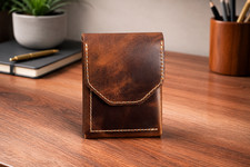 Leather Cash Wallet for Men,  Slim Front Pocket Card Holder, Handmade Minimalist picture